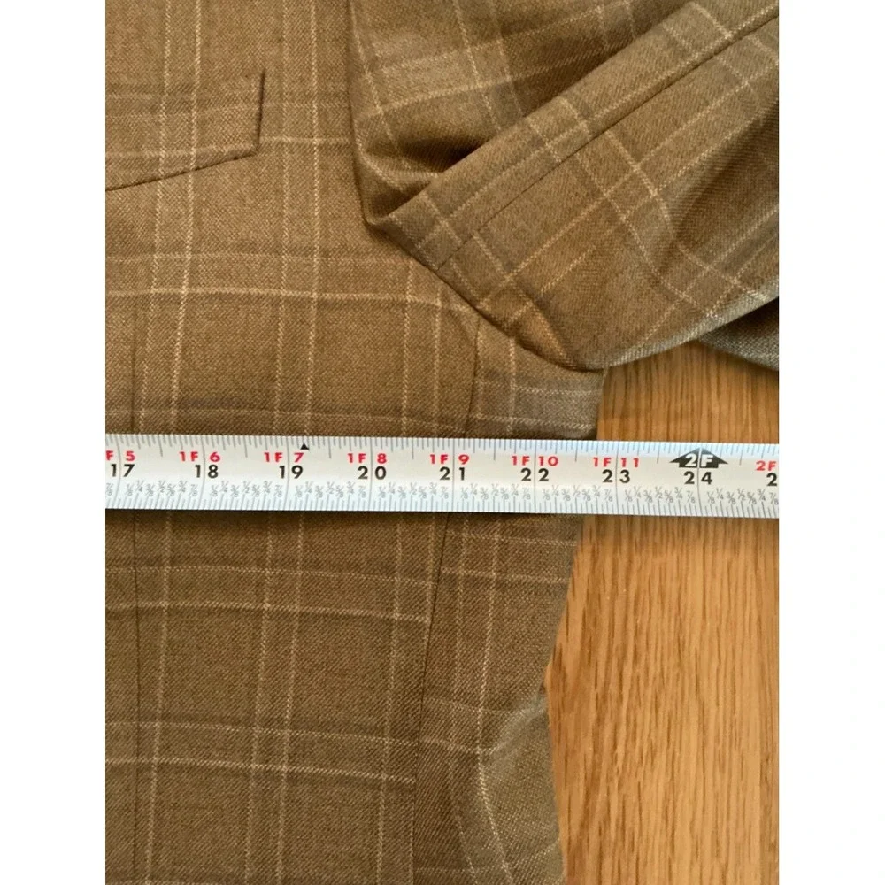 Joseph Abboud Men's Blazer‎ 44R Camel Gray Windowpane Check Sportcoat USA Made